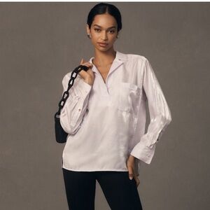 Anthropologie Pilcro Long-Sleeve Shine Blouse L